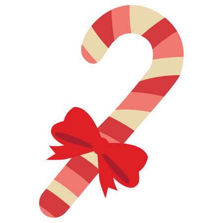 Cartoon cute candy cane christmas isolated with a ribbon- Vectorのイラスト素材
