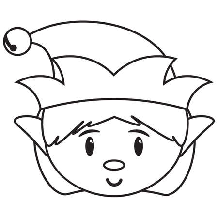 Cartoon cute santas girl black and white helper isolated - Vectorのイラスト素材