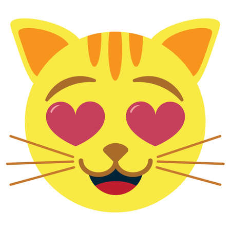 Isolated cute kawaii cat emoji smiling colorful - Vectorのイラスト素材