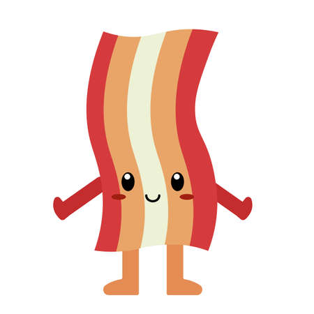 Isolated cute cartoon bacon food eat -Vectorのイラスト素材