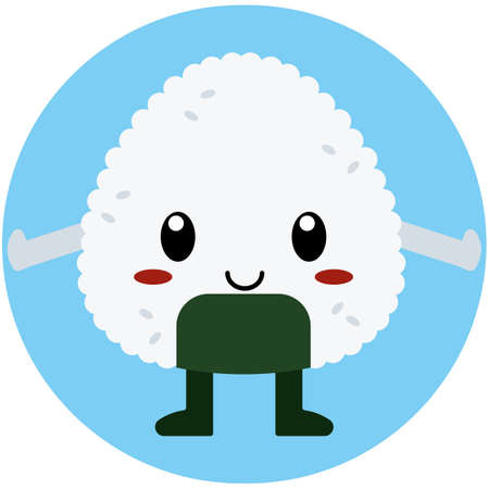 Isoalated cute cartoon rice ball food- Vectorのイラスト素材