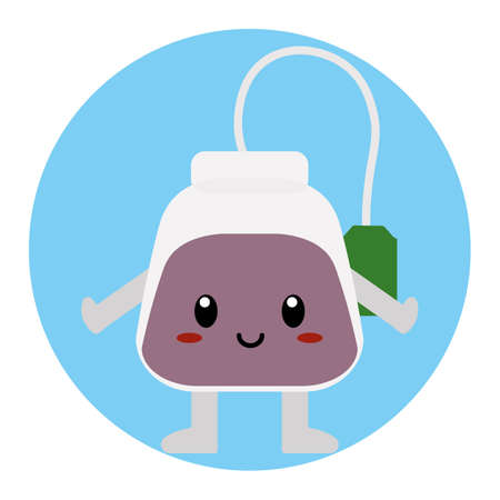 Isolated cute cartoon tea bag drink eat - Vectorのイラスト素材