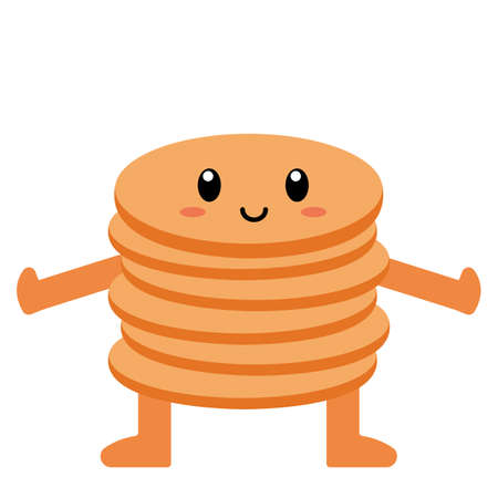 Isolated cute cartoon pancakes food eat- Vectorのイラスト素材