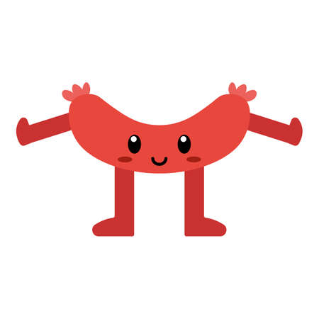 Isolated cute cartoon sausage food eat -Vectorのイラスト素材