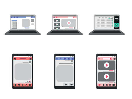 Isolated Set Of Devices smartphone cellphone tecnology- Vector