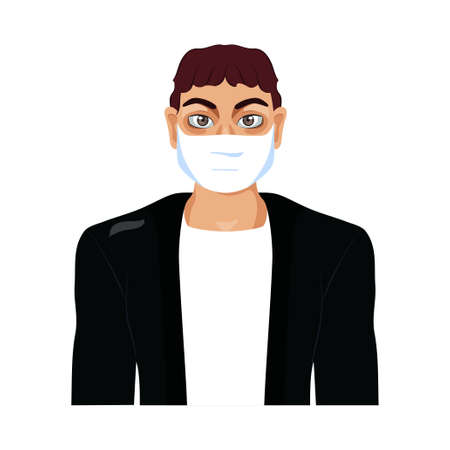 Isolated young man wearing a face mask - Vectorのイラスト素材