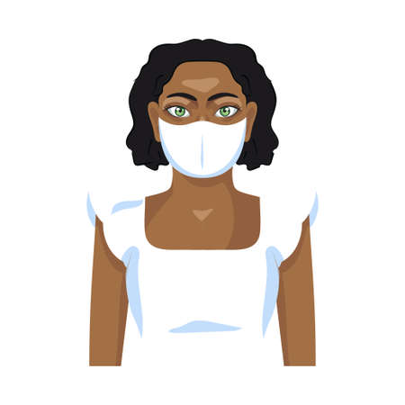Isolated young woman wearing a face mask - Vectorのイラスト素材
