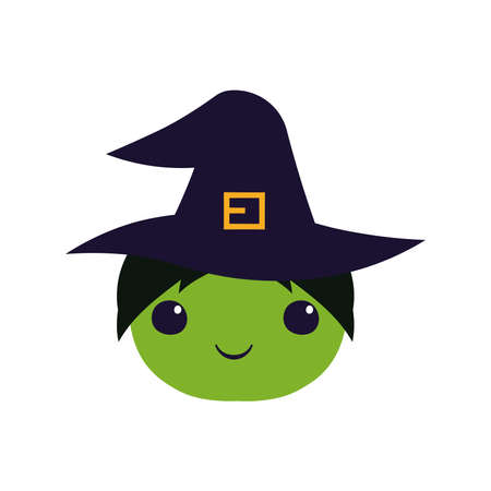 Isolated Witch kawaii halloween scare icon- Vectorのイラスト素材
