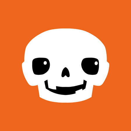 Isolated skull kawaii halloween scare cartoon- Vector