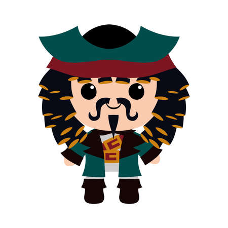 Isolated pirate kuwaii colorful icon cute - Vectorのイラスト素材