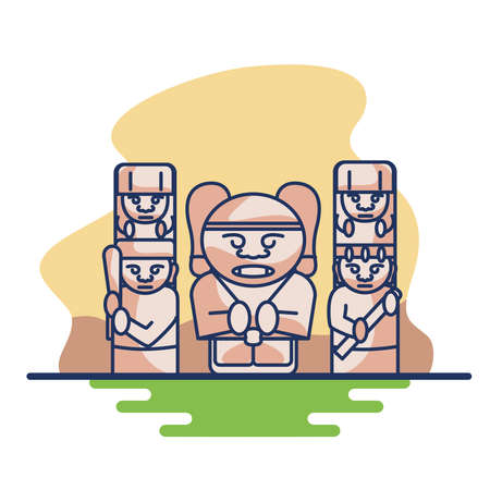 isolated san agustin colombia travel sites icon -Vectorのイラスト素材