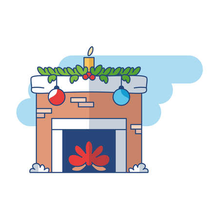 Isolated smokestack christmas blue decorative icon - Vectorのイラスト素材