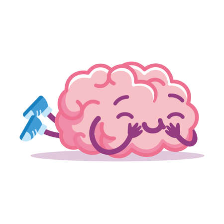Isolated brain happy emoji emotion cute icon- Vectorのイラスト素材
