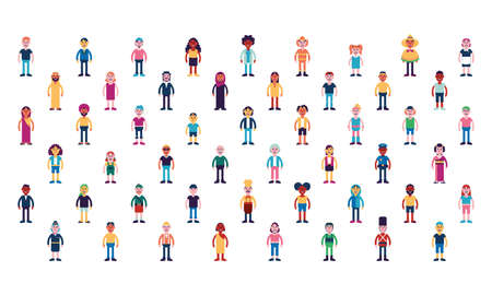 Isolated set complete people ethnicity icon - Vectorのイラスト素材