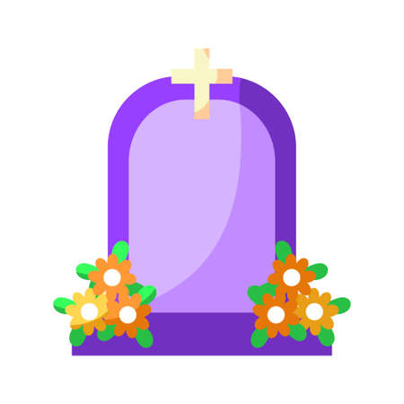 Isolated tombstone icon with flowers - Vector illustrationのイラスト素材