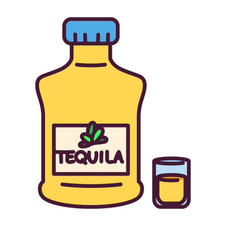 Isolated tequila bottle and tequila glass - Vectorのイラスト素材
