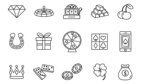 Isolated set group things casino poker game icon- Vectorのイラスト素材