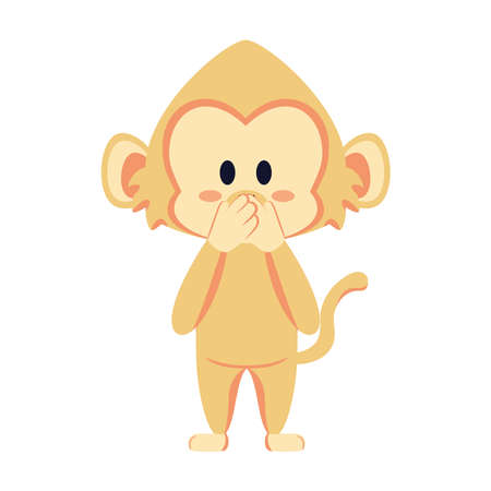 Isolated laugh emoji monkey yellow funny iconのイラスト素材