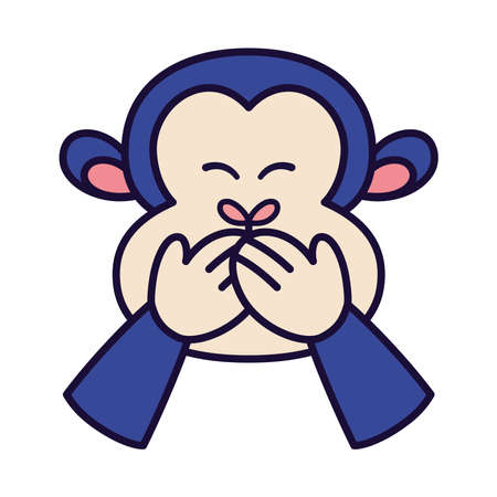 Isolated laugh emoji monkey big funny icon - Vectorのイラスト素材
