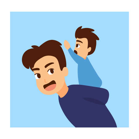 Isolated father day son baby cartoon - Vectorのイラスト素材