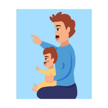 Isolated father day boy baby cartoon - Vectorのイラスト素材