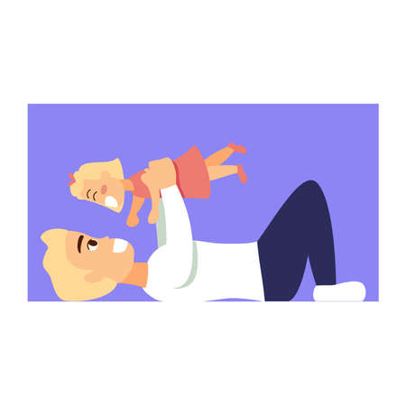 Isolated father day daughter playing baby cartoon - Vectorのイラスト素材