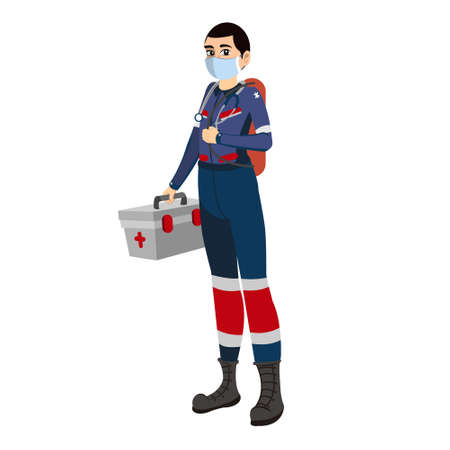 Isolated paramedic wearing a face mask - Vector illustrationのイラスト素材