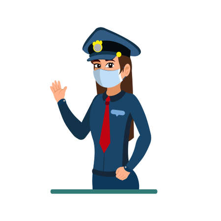 Isolated police wearing a face mask - Vector illustration