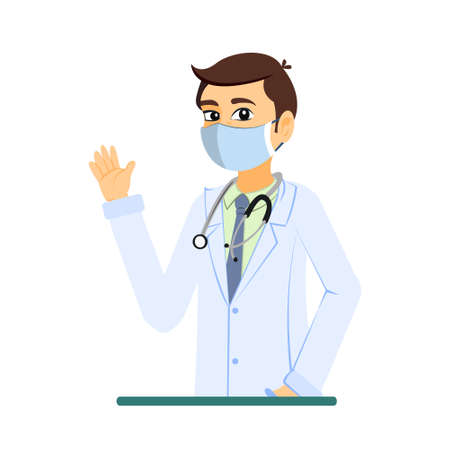 Isolated doctor wearing a face mask - Vector illustrationのイラスト素材