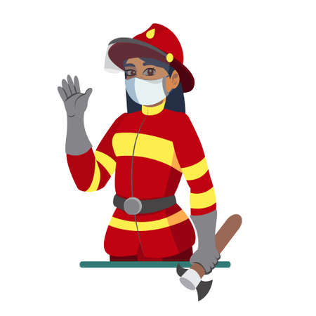 Isolated firefighter wearing a face mask - Vector illustrationのイラスト素材