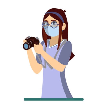 Isolated photography wearing a face mask - Vector illustration