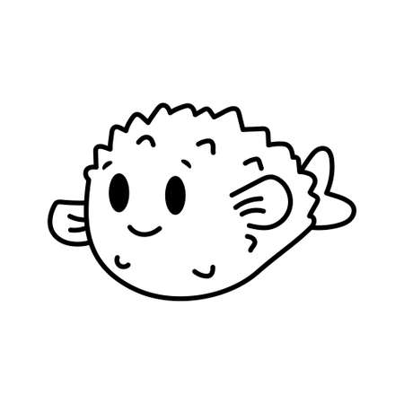 Isolated cartoon of a Blowfish - Vector illustrationのイラスト素材