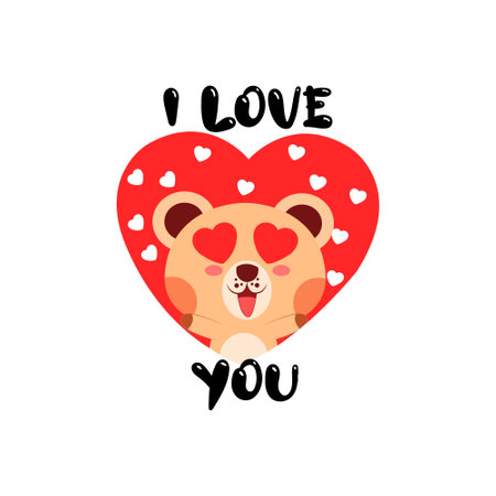 Isolated happy bear cartoon in love. Vector illustrationのイラスト素材