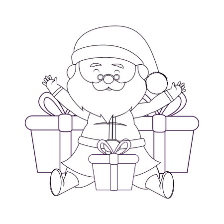 Happy santa claus cartoon with gifts. Vector illustrationのイラスト素材