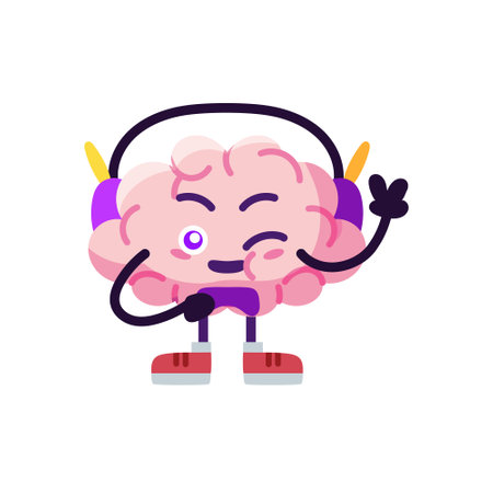 Isolated brain cartoon playing videogames - Vector illustrationのイラスト素材
