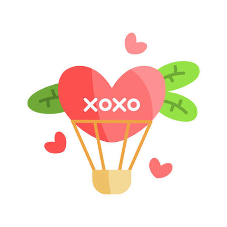 Heart shaped air balloon. Valentines day - Vectorのイラスト素材