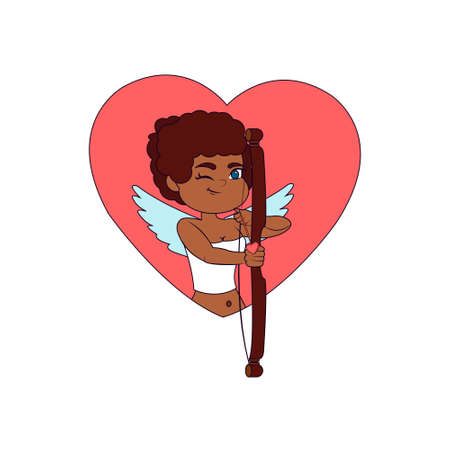 Cupid cartoon in a heart. Angel of love - VEctor