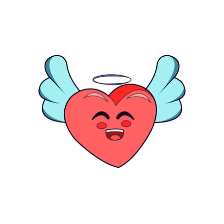 Happy heart cartoon with wingsのイラスト素材