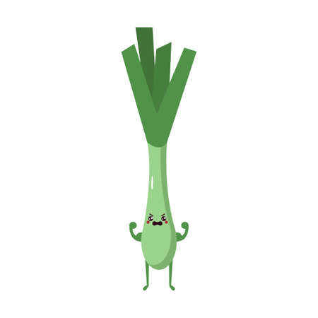 Isolated scallion cartoon. Cartoon of a vegetable - Vector illustrationのイラスト素材