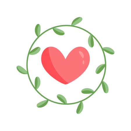 Isolated heart with crown of leaves - Vectorのイラスト素材