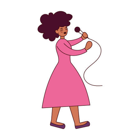 Isolated african American woman singer - Vector illustrationのイラスト素材