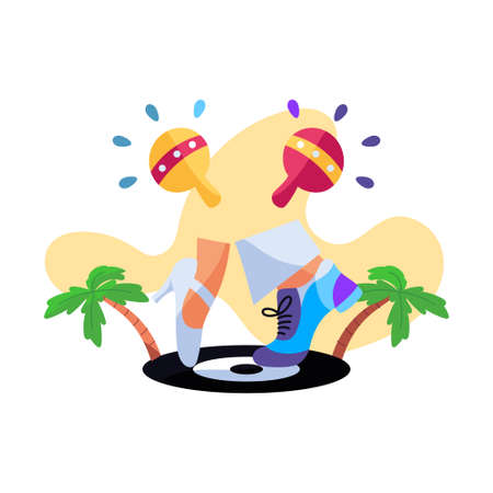 Dancing feet and maracas. Dance and music concept - Vectorのイラスト素材