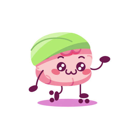 Cartoon of a skating brain - Vector illustrationのイラスト素材