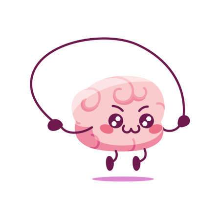 Cartoon of a brain jumping rope - Vector illustrationのイラスト素材