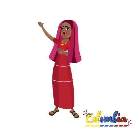 Woman in traditional colombian costume. Colombian culture - Vector illustrationのイラスト素材