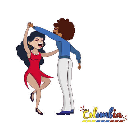Couple dancing salsa. Colombian culture - Vector illustration