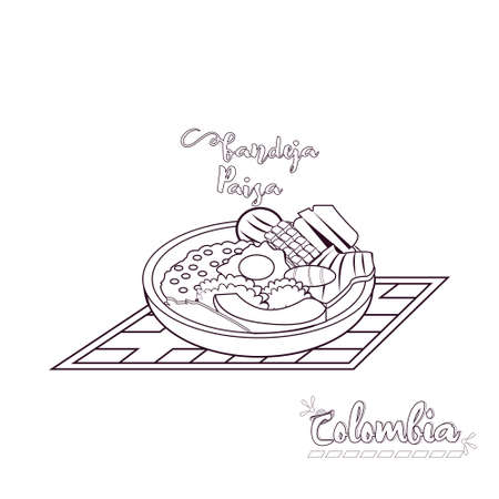 Isolated bandeja paisa. Colombian food - Vector illustrationのイラスト素材