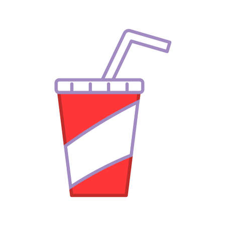 Isoalted icon of disposable cup with strawのイラスト素材