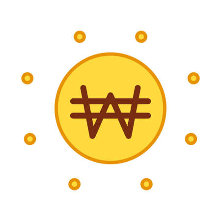 Isolated south korean won coin iconのイラスト素材