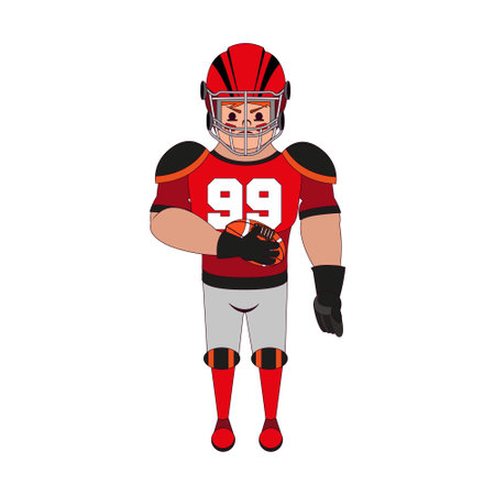 Isolated amercian football player cartoonのイラスト素材